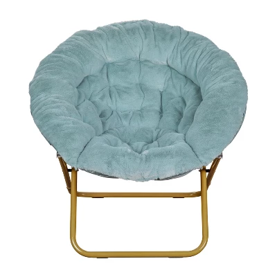 Flash Furniture Gwen 38" Oversize Portable Faux Fur Folding Saucer Moon Chair For Dorm And Bedroom 2 Flash Furniture Gwen 38" Oversize Portable Faux Fur Folding Saucer Moon Chair For Dorm And Bedroom - Image 2