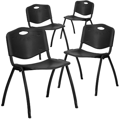 Flash Furniture 4 Pack HERCULES Series 880 Lb. Capacity Black Plastic Stack Chair 1 Flash Furniture 4 Pack HERCULES Series 880 Lb. Capacity Black Plastic Stack Chair