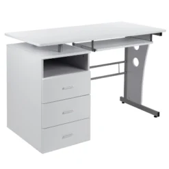 Flash Furniture Computer Desk With Three Drawer Single Pedestal And Pull-Out Keyboard Tray -Flash Furniture GUEST ea099a35 e9bb 4fcd 9442 19e7ab056f1a