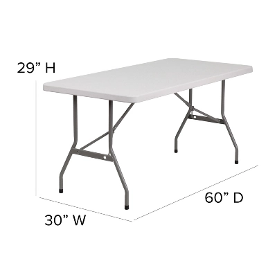 Flash Furniture 5-Foot Granite White Plastic Folding Table 2 Flash Furniture 5-Foot Granite White Plastic Folding Table - Image 2