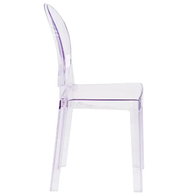 Flash Furniture Ghost Chair With Oval Back In Transparent Crystal 7 Flash Furniture Ghost Chair With Oval Back In Transparent Crystal - Image 7