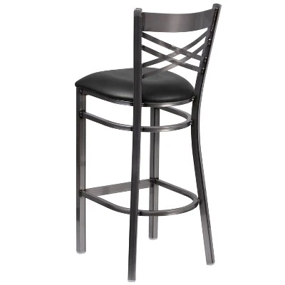 Flash Furniture Clear Coated ''X'' Back Metal Restaurant Barstool 6 Flash Furniture Clear Coated ''X'' Back Metal Restaurant Barstool - Image 6