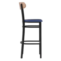 Flash Furniture Wright Commercial Grade Barstool With 500 LB. Capacity Steel Frame, Solid Wood Seat, And Boomerang Back -Flash Furniture GUEST ec51ff53 7dd6 438c ac14 a82a1cff87da