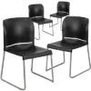 Flash Furniture 4 Pack HERCULES Series 880 Lb. Capacity Full Back Contoured Stack Chair With Powder Coated Sled Base