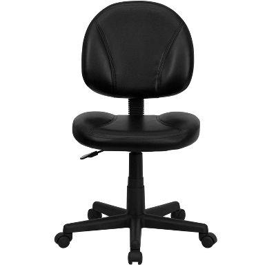 Mid-Back Black Leather Ergonomic Swivel Task Chair - Belnick 3 Mid-Back Black Leather Ergonomic Swivel Task Chair - Belnick - Image 3