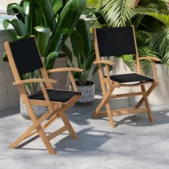 Flash Furniture 2PK All-Weather Acacia Wood And Mesh Folding Bistro Armchairs - Natural/Black 12 Flash Furniture 2PK All-Weather Acacia Wood And Mesh Folding Bistro Armchairs - Natural/Black -Flash Furniture GUEST ede39cce 3650 4925 886b 977b0a1c586d