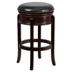 Flash Furniture 29'' High Backless Wood Barstool With Carved Apron And LeatherSoftSoft Swivel Seat 13 Flash Furniture 29'' High Backless Wood Barstool With Carved Apron And LeatherSoftSoft Swivel Seat -Flash Furniture GUEST ee4bdc52 9a66 4c10 bda8 0404f3eb5354