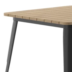 Flash Furniture Declan Commercial Grade Indoor/Outdoor Dining Table, 31.5" Square All Weather Poly Resin Top With Steel Base -Flash Furniture GUEST ee608c44 8f25 4e5c b1e3 e670ac598588