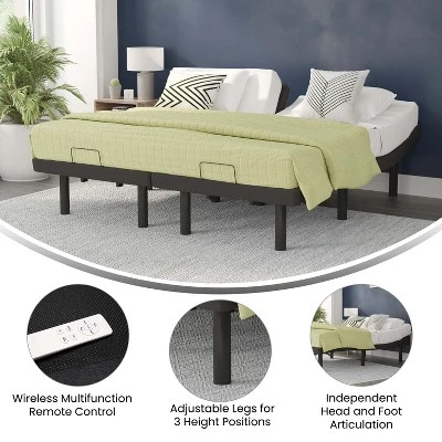 Flash Furniture Selene Adjustable Upholstered Bed Base With Wireless Remote, Three Leg Heights, & Independent Head/Foot Incline 8 Flash Furniture Selene Adjustable Upholstered Bed Base With Wireless Remote, Three Leg Heights, & Independent Head/Foot Incline - Image 8
