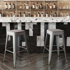 Flash Furniture Cierra Set Of 4 Commercial Grade 30" High Backless Metal Indoor Bar Height Stools With All-Weather Poly Resin Seats -Flash Furniture GUEST efc8f830 48b9 482f 8cf6 fddbcbb9599c