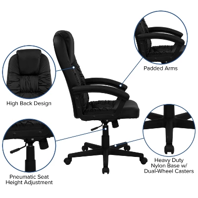 Flash Furniture Hansel High Back Black LeatherSoft Executive Swivel Office Chair With Arms 2 Flash Furniture Hansel High Back Black LeatherSoft Executive Swivel Office Chair With Arms - Image 2