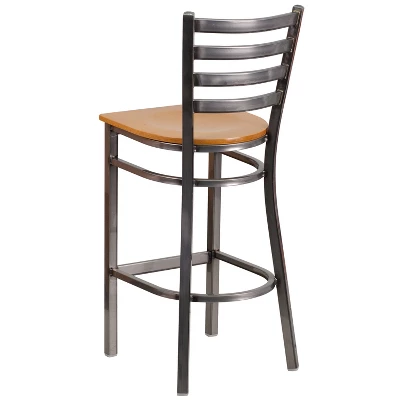 Flash Furniture Clear Coated Ladder Back Metal Restaurant Barstool 6 Flash Furniture Clear Coated Ladder Back Metal Restaurant Barstool - Image 6