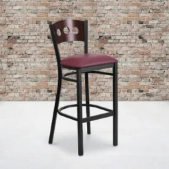 Flash Furniture Black Decorative 3 Circle Back Metal Restaurant Barstool