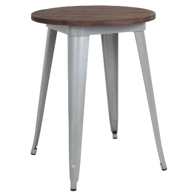 Flash Furniture 24" Round Metal Indoor Table With Rustic Wood Top 5 Flash Furniture 24" Round Metal Indoor Table With Rustic Wood Top - Image 5