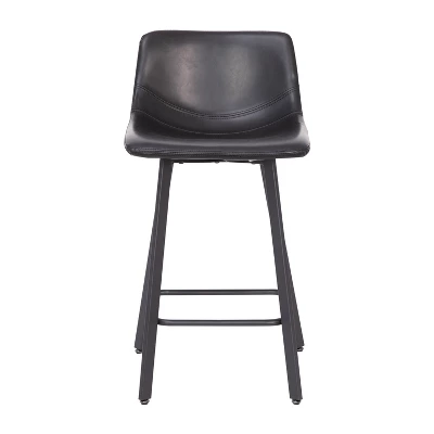 Flash Furniture Caleb Modern Armless 24 Inch Counter Height Stools Commercial Grade With Footrests And Matte Metal Frames, Set Of 2 10 Flash Furniture Caleb Modern Armless 24 Inch Counter Height Stools Commercial Grade With Footrests And Matte Metal Frames, Set Of 2 - Image 10