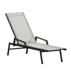 Flash Furniture Brazos Adjustable Chaise Lounge Chair With Arms, All-Weather Outdoor Five-Position Recliner -Flash Furniture GUEST f36c4399 ba2d 45df b2af be299fab5332