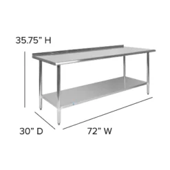 Flash Furniture Stainless Steel 18 Gauge Prep And Work Table With 1.5" Backsplash And Undershelf, NSF 13 Flash Furniture Stainless Steel 18 Gauge Prep And Work Table With 1.5" Backsplash And Undershelf, NSF -Flash Furniture GUEST f382c99b 89af 48ab 8dc2 441f35d72df9