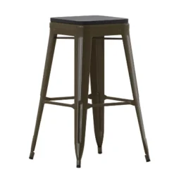 Flash Furniture Cierra Set Of 4 Commercial Grade 30" High Backless Metal Indoor Bar Height Stools With All-Weather Poly Resin Seats -Flash Furniture GUEST f4a552bb 423d 40a2 907f 241d964609b8