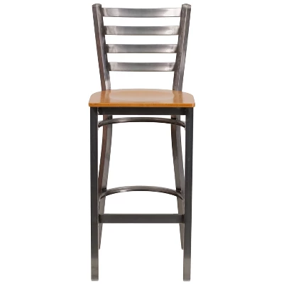 Flash Furniture Clear Coated Ladder Back Metal Restaurant Barstool 8 Flash Furniture Clear Coated Ladder Back Metal Restaurant Barstool - Image 8