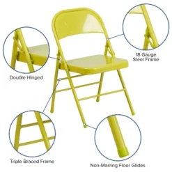 Flash Furniture 4 Pack HERCULES COLORBURST Series Triple Braced & Double Hinged Metal Folding Chair 27 Flash Furniture 4 Pack HERCULES COLORBURST Series Triple Braced & Double Hinged Metal Folding Chair -Flash Furniture GUEST f523371a 62d8 48d2 9263 2697d55359b8