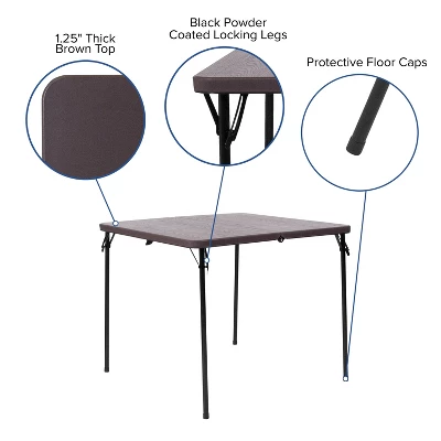 Flash Furniture 2.83-Foot Square Bi-Fold Plastic Folding Table With Carrying Handle 2 Flash Furniture 2.83-Foot Square Bi-Fold Plastic Folding Table With Carrying Handle - Image 2
