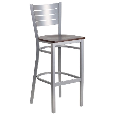 Flash Furniture Silver Slat Back Metal Restaurant Barstool 13 Flash Furniture Silver Slat Back Metal Restaurant Barstool - Image 13