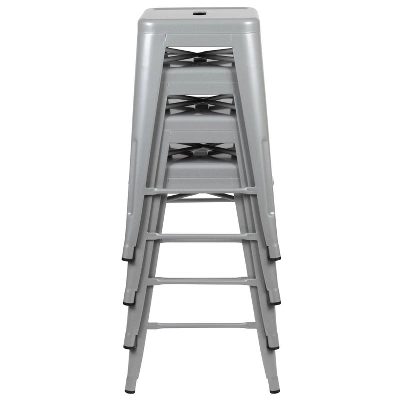 Flash Furniture 24" High Metal Counter-Height, Indoor Bar Stool - Stackable Set Of 4 6 Flash Furniture 24" High Metal Counter-Height, Indoor Bar Stool - Stackable Set Of 4 - Image 6