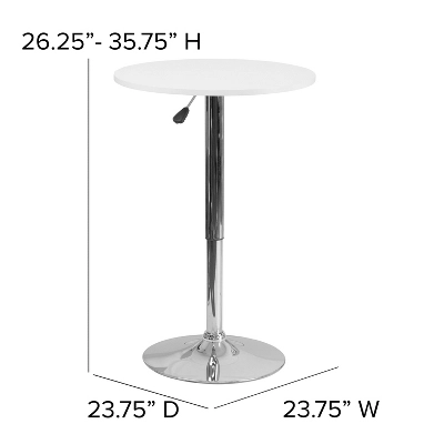Flash Furniture 23.75'' Round Adjustable Height White Wood Table (Adjustable Range 26.25'' - 35.75'') 3 Flash Furniture 23.75'' Round Adjustable Height White Wood Table (Adjustable Range 26.25'' - 35.75'') - Image 3