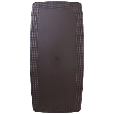 Flash Furniture 5.62-Foot Brown Rattan Indoor-Outdoor Plastic Folding Table With Umbrella Hole 1 Flash Furniture 5.62-Foot Brown Rattan Indoor-Outdoor Plastic Folding Table With Umbrella Hole