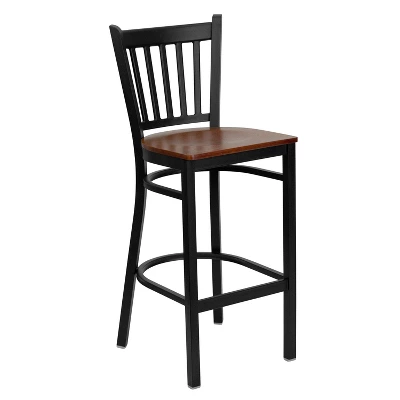 Flash Furniture Black Vertical Back Metal Restaurant Barstool 11 Flash Furniture Black Vertical Back Metal Restaurant Barstool - Image 11