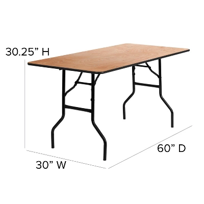 Flash Furniture 5-Foot Rectangular Wood Folding Banquet Table With Clear Coated Finished Top 3 Flash Furniture 5-Foot Rectangular Wood Folding Banquet Table With Clear Coated Finished Top - Image 3