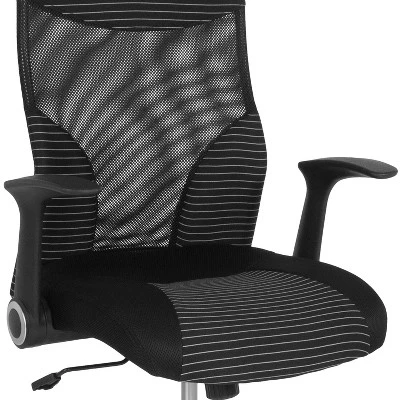Flash Furniture Milford High Back Ergonomic Office Chair With Contemporary Mesh Design In Black And White 5 Flash Furniture Milford High Back Ergonomic Office Chair With Contemporary Mesh Design In Black And White - Image 5