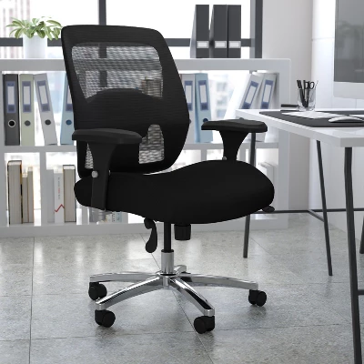 Flash Furniture HERCULES Series 24/7 Intensive Use Big & Tall 500 Lb. Rated Black Mesh Executive Ergonomic Office Chair With Ratchet Back 1 Flash Furniture HERCULES Series 24/7 Intensive Use Big & Tall 500 Lb. Rated Black Mesh Executive Ergonomic Office Chair With Ratchet Back