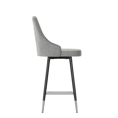 Flash Furniture Commercial Gray LeatherSoft Counter Height Stools With Chrome Accents - 2 Pack 9 Flash Furniture Commercial Gray LeatherSoft Counter Height Stools With Chrome Accents - 2 Pack - Image 9