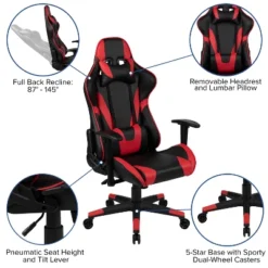 Flash Furniture X20 Gaming Chair Racing Office Ergonomic Computer PC Adjustable Swivel Chair With Fully Reclining Back In Red LeatherSoft 14 Flash Furniture X20 Gaming Chair Racing Office Ergonomic Computer PC Adjustable Swivel Chair With Fully Reclining Back In Red LeatherSoft -Flash Furniture GUEST fbfa2204 f1f5 4e10 82a3 06e8af09b04d