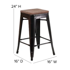 Flash Furniture 24" High Backless Metal Counter Height Stool With Square Wood Seat 19 Flash Furniture 24" High Backless Metal Counter Height Stool With Square Wood Seat -Flash Furniture GUEST fc21ecc3 a648 4a8c beae b758a301633a