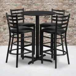 Flash Furniture 30'' Round Laminate Table Set With X-Base And 4 Ladder Back Metal Barstools 15 Flash Furniture 30'' Round Laminate Table Set With X-Base And 4 Ladder Back Metal Barstools -Flash Furniture GUEST fc5c22c3 2732 4616 a748 68d8a9fb7fca