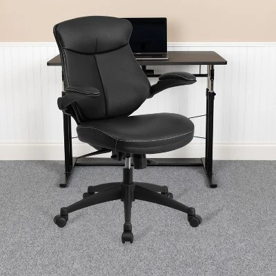 Flash Furniture Kale Mid-Back Black LeatherSoft Executive Swivel Ergonomic Office Chair With Back Angle Adjustment And Flip-Up Arms 1 Flash Furniture Kale Mid-Back Black LeatherSoft Executive Swivel Ergonomic Office Chair With Back Angle Adjustment And Flip-Up Arms