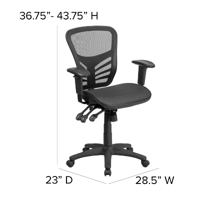 Flash Furniture Mid-Back Transparent Black Mesh Multifunction Executive Swivel Ergonomic Office Chair With Adjustable Arms 3 Flash Furniture Mid-Back Transparent Black Mesh Multifunction Executive Swivel Ergonomic Office Chair With Adjustable Arms - Image 3