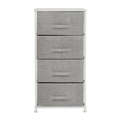 Flash Furniture 4 Drawer Wood Top Cast Iron Frame Vertical Storage Dresser With Easy Pull Fabric Drawers 8 Flash Furniture 4 Drawer Wood Top Cast Iron Frame Vertical Storage Dresser With Easy Pull Fabric Drawers - Image 8
