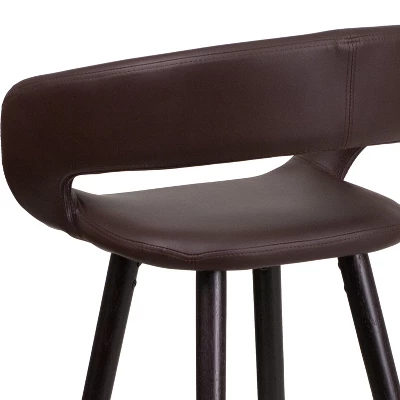 Flash Furniture Brynn Series 24'' High Contemporary Vinyl Rounded Back Counter Height Stool With Cappuccino Wood Frame 5 Flash Furniture Brynn Series 24'' High Contemporary Vinyl Rounded Back Counter Height Stool With Cappuccino Wood Frame - Image 5