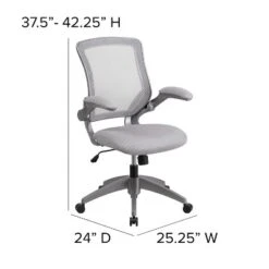 Flash Furniture Mid-Back Mesh Swivel Ergonomic Task Office Chair With Gray Frame And Flip-Up Arms -Flash Furniture GUEST ffe4d2cb f677 4c94 bac4 cbd9e2e74d75