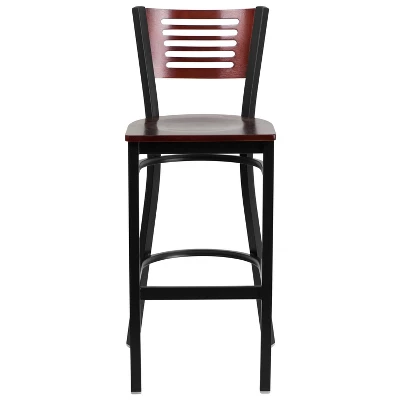 Flash Furniture Black Decorative Slat Back Metal Restaurant Barstool 4 Flash Furniture Black Decorative Slat Back Metal Restaurant Barstool - Image 4